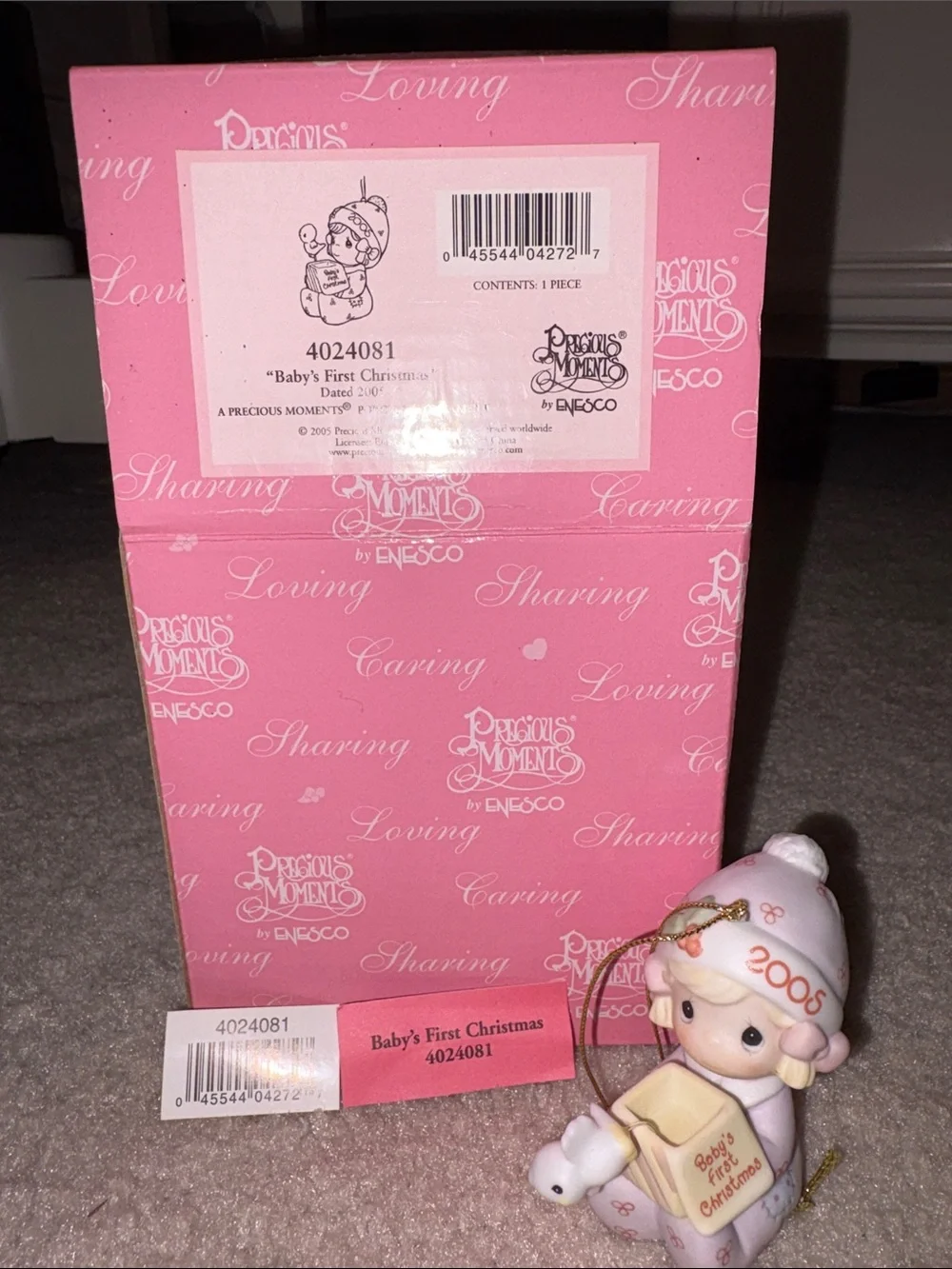 Precious Moments Pink Baby's First Christmas Ornament 2005